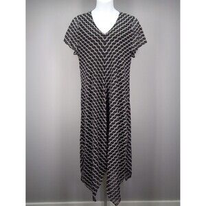 Chicos Black White Handkerchief Midi Dress Size 3.5 (18) XL New